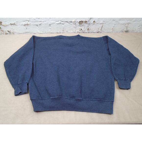 Vintage 90s Crest Toothpaste Sweatshirt Waffle Knit Blue Embroidered Size Large - Picture 9 of 9